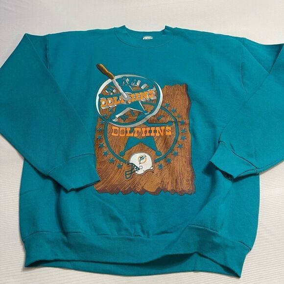 Miami Dolphins VTG Crewneck Fruit Of The Loom Sweatshirt Size XL - Picture 1 of 7